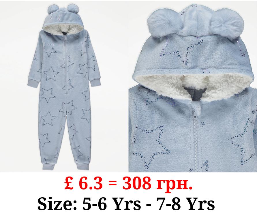 Blue Star Foil Fleece Onesie