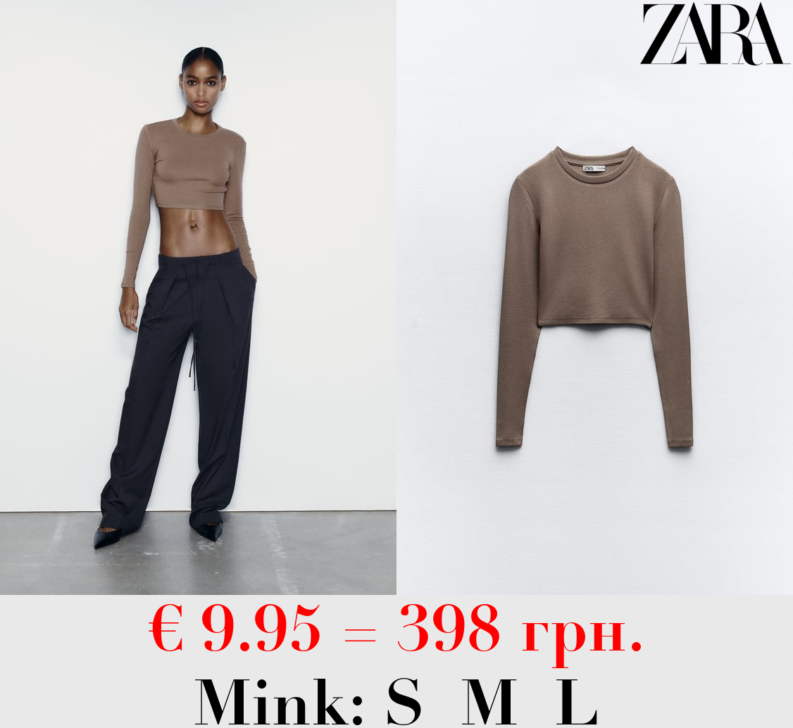 COTTON AND MODAL CROPPED T-SHIRT