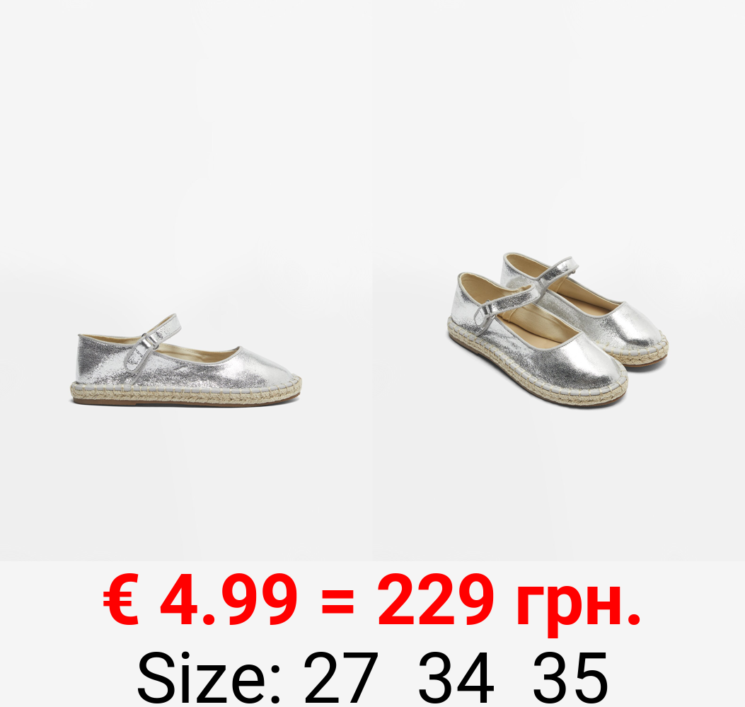 Shiny jute ballet flats