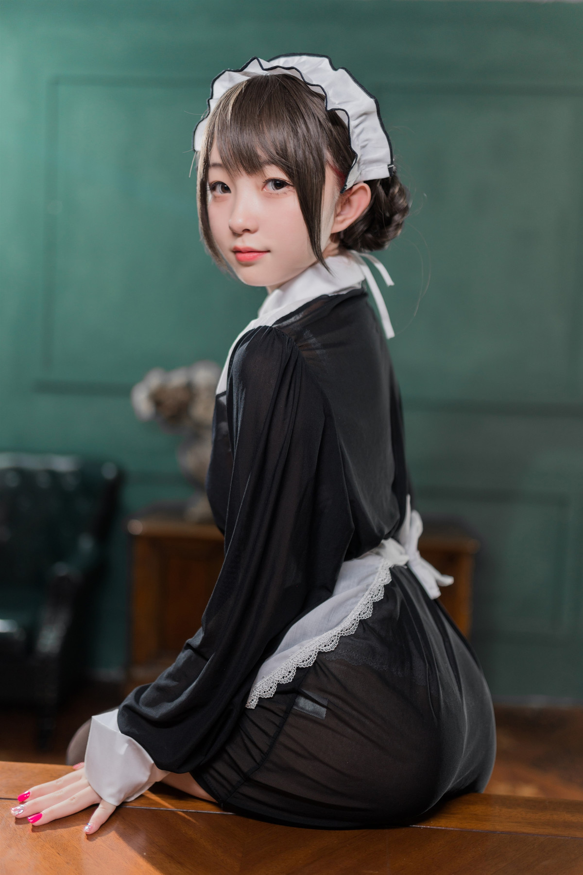 Cosplay 花铃 黑丝透明短裙女仆 Set.02 3