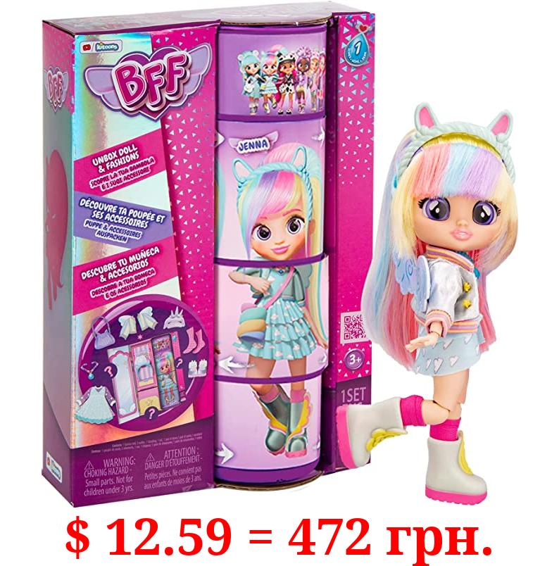 Cry Babies BFF Jenna Fashion Doll with 9+ Surprises Including Outfit and Accessories for Fashion Toy, Girls and Boys Ages 4 and Up, 7.8 Inch Doll