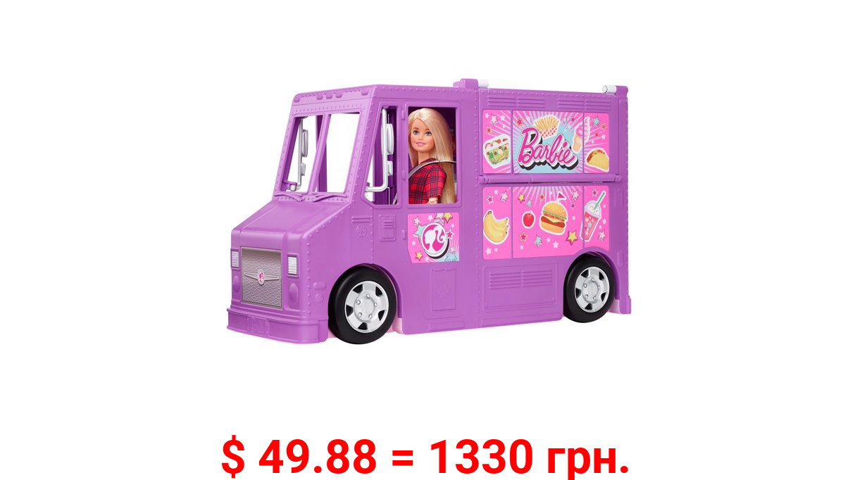 Barbie Food Truck with Multiple Play Areas & 30+ Realistic Play Pieces, Dolls Sold Separately