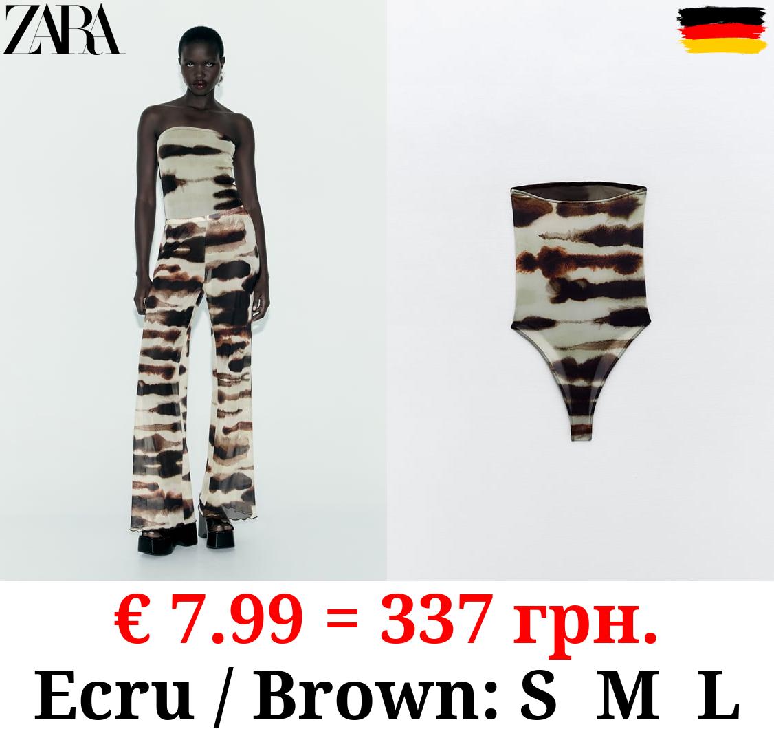 TIE-DYE PRINT STRAPLESS BODYSUIT