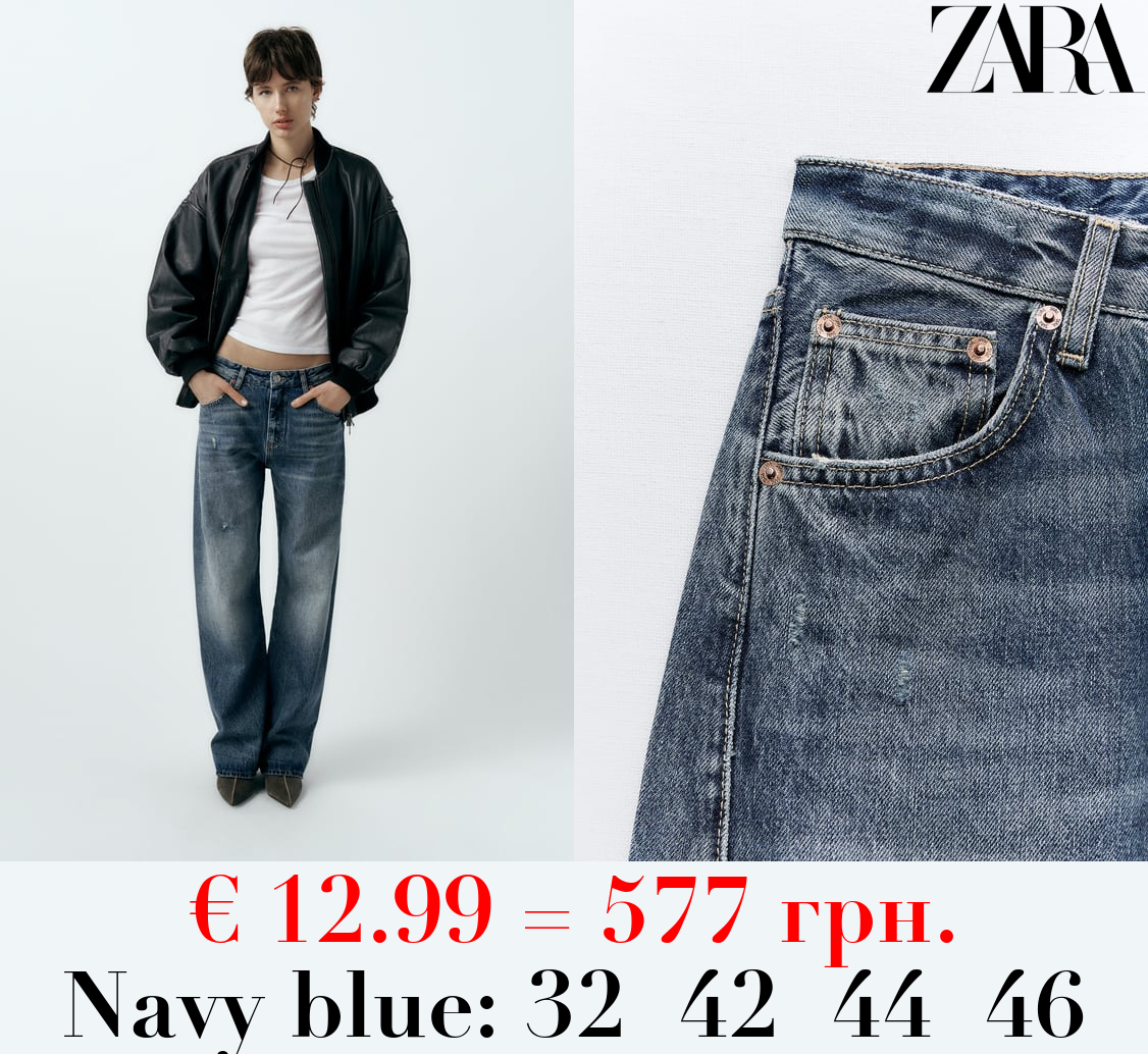 TRF SLOUCHY MID-RISE JEANS WITH TAB DETAIL