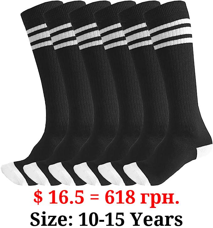 3 Pairs of juDanzy Knee High Boys or Girls Stripe Tube Socks for Soccer, Basketball, Uniform and Everyday Wear