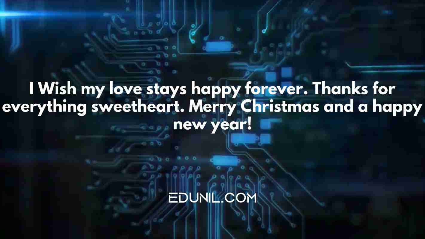I Wish my love stays happy forever. Thanks for everything sweetheart. Merry Christmas and a happy new year! - 
