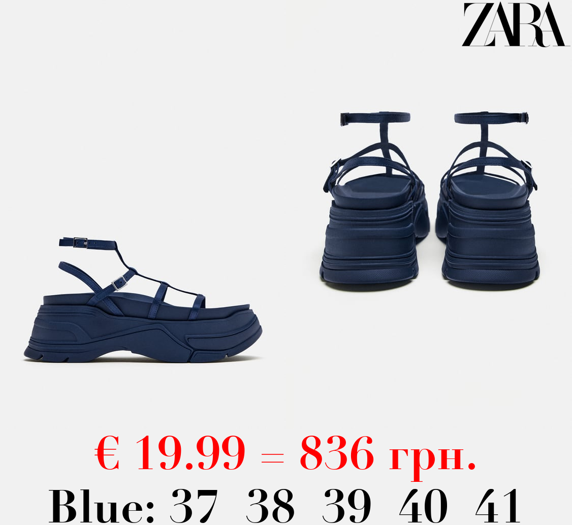 LACE UP FLATFORM SANDALS