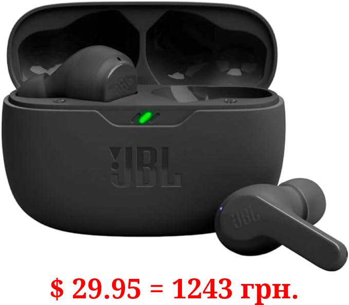 JBL Vibe Beam - True Wireless JBL Deep Bass Sound Earbuds, Bluetooth 5.2, Water & Dust Resistant, Hands-free call with VoiceAware, Up to 32 hours of battery life (Black)