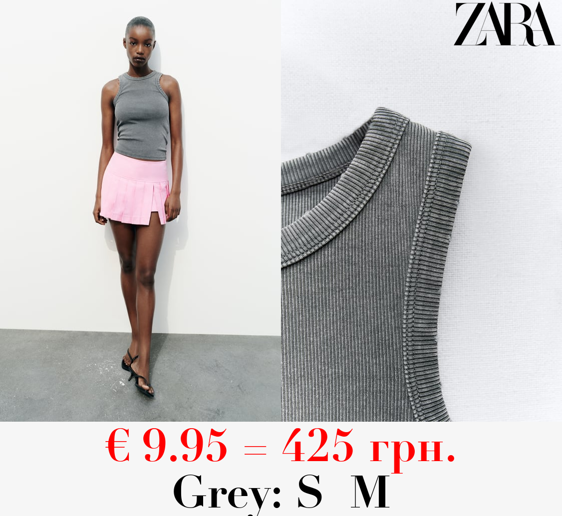 FADED-EFFECT RIB T-SHIRT