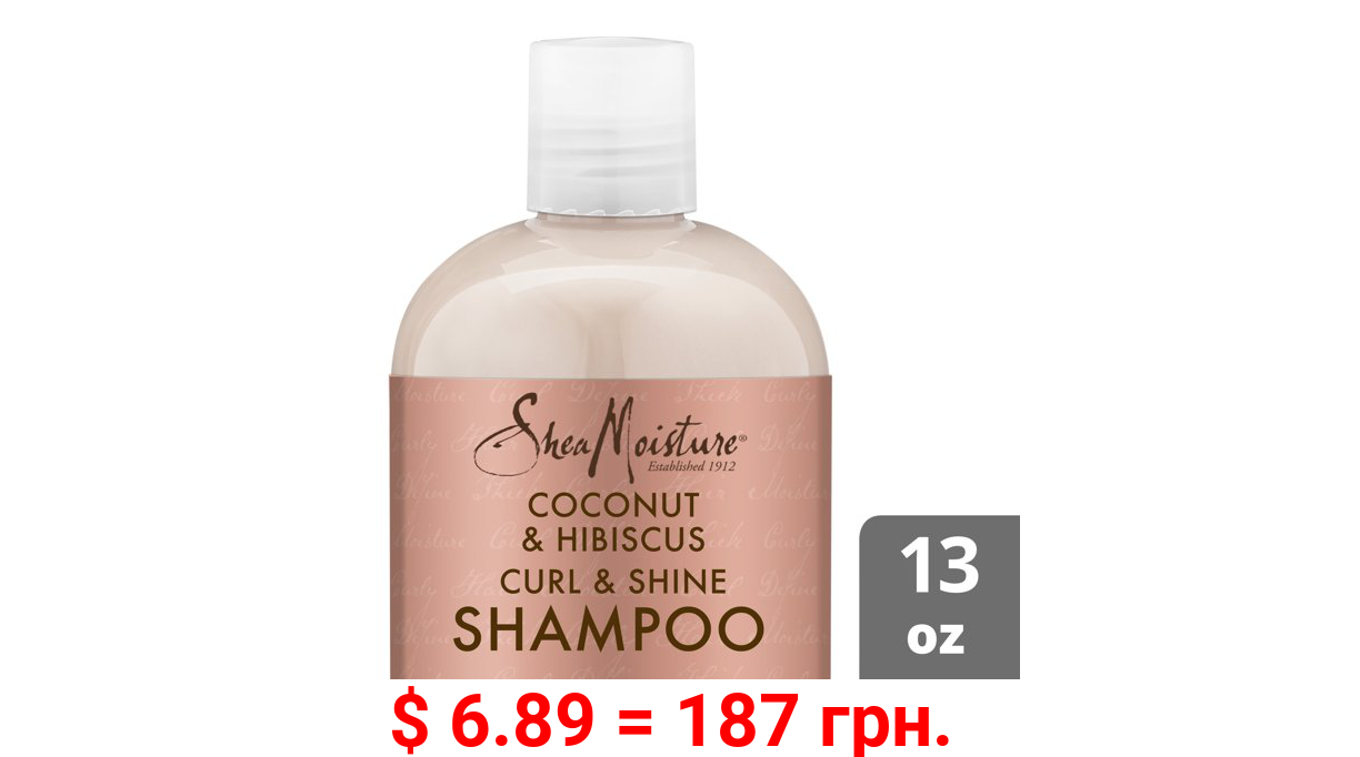 SheaMoisture Coconut and Hibiscus Curl and Shine Coconut Paraben Free Shampoo for Curly Hair 13 oz