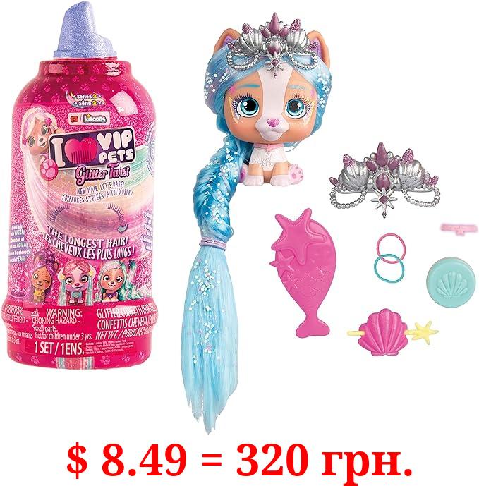 IMC Toys VIP Pets Surprise Hair Reveal - Series 2 Glitter Twist - Styles May Vary , Pink