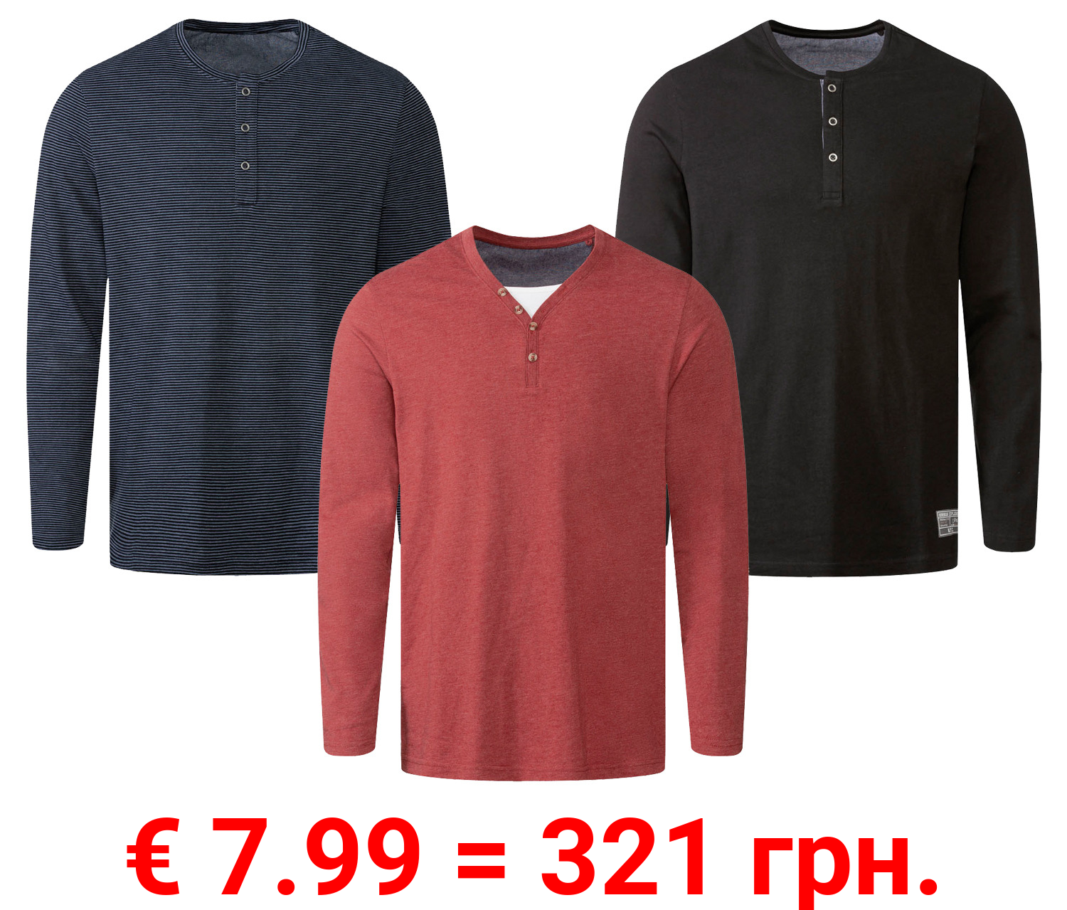 LIVERGY® Herren Langarmshirt, körpernah geschnitten