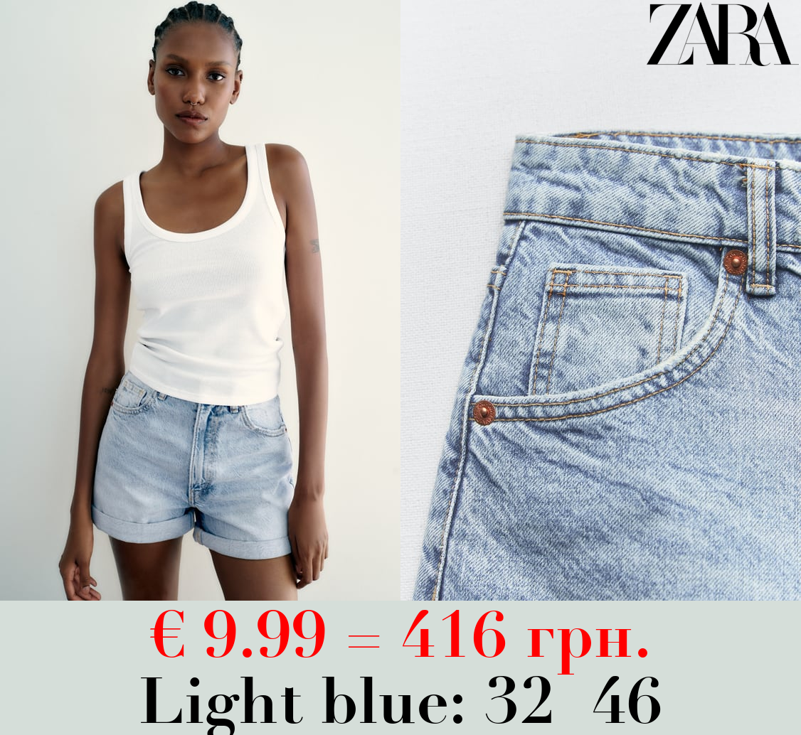 TRF HIGH-RISE MOM FIT DENIM BERMUDA SHORTS