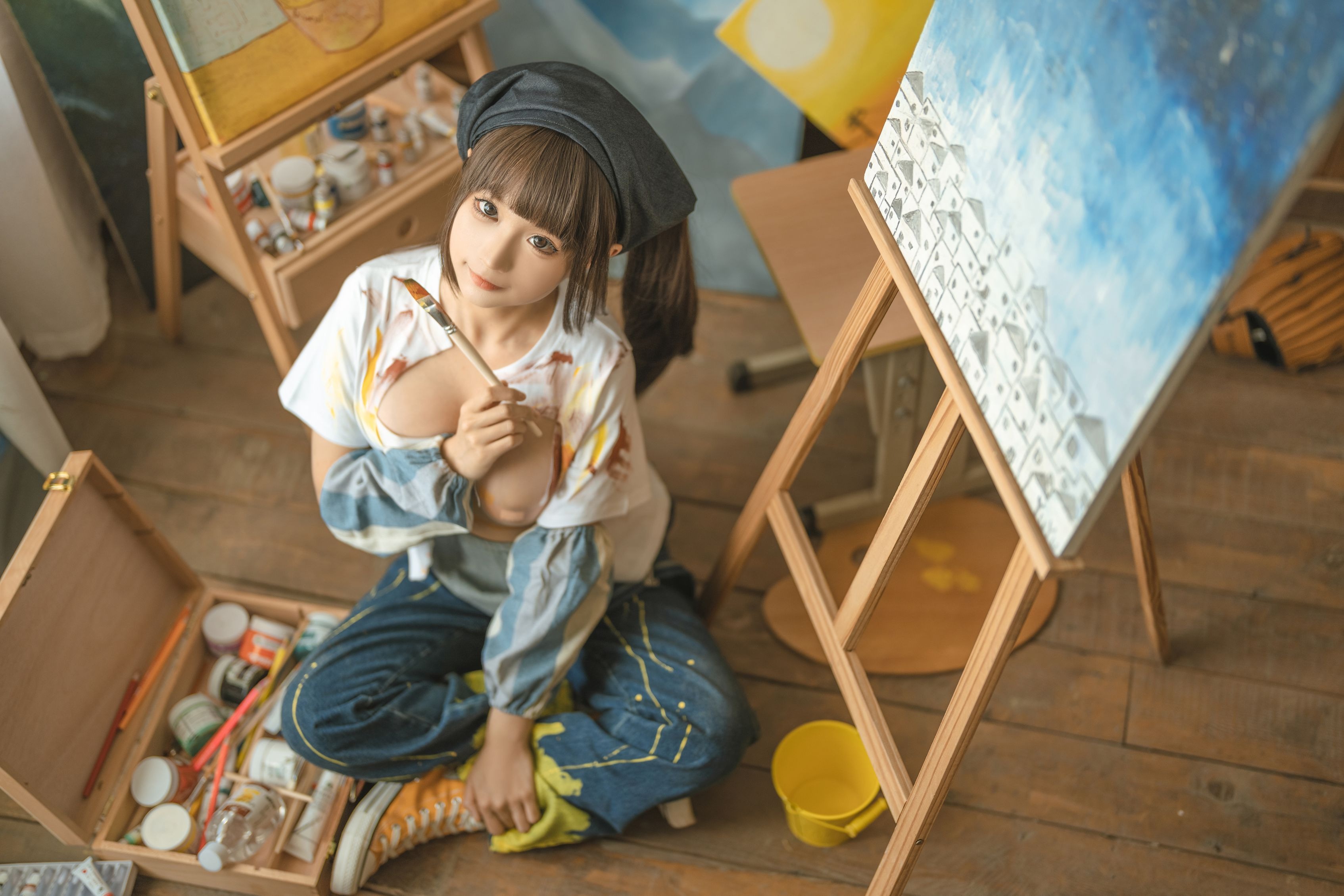 蠢沫沫 - 画室背带裤 绅士版110P 1.08GB 84