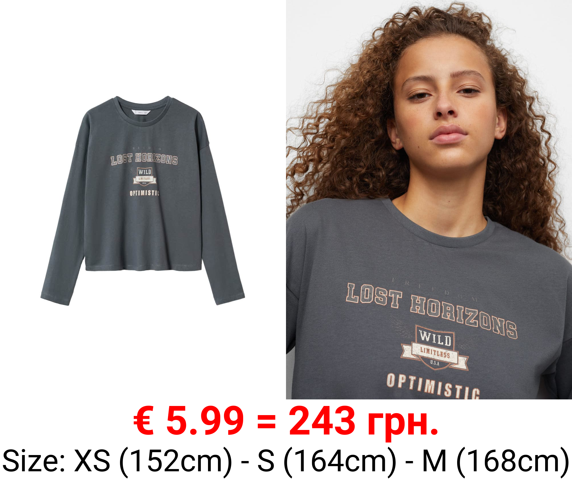 camiseta manga larga estampada