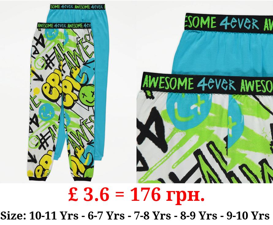 Graffiti Print Pyjama Bottoms 2 Pack