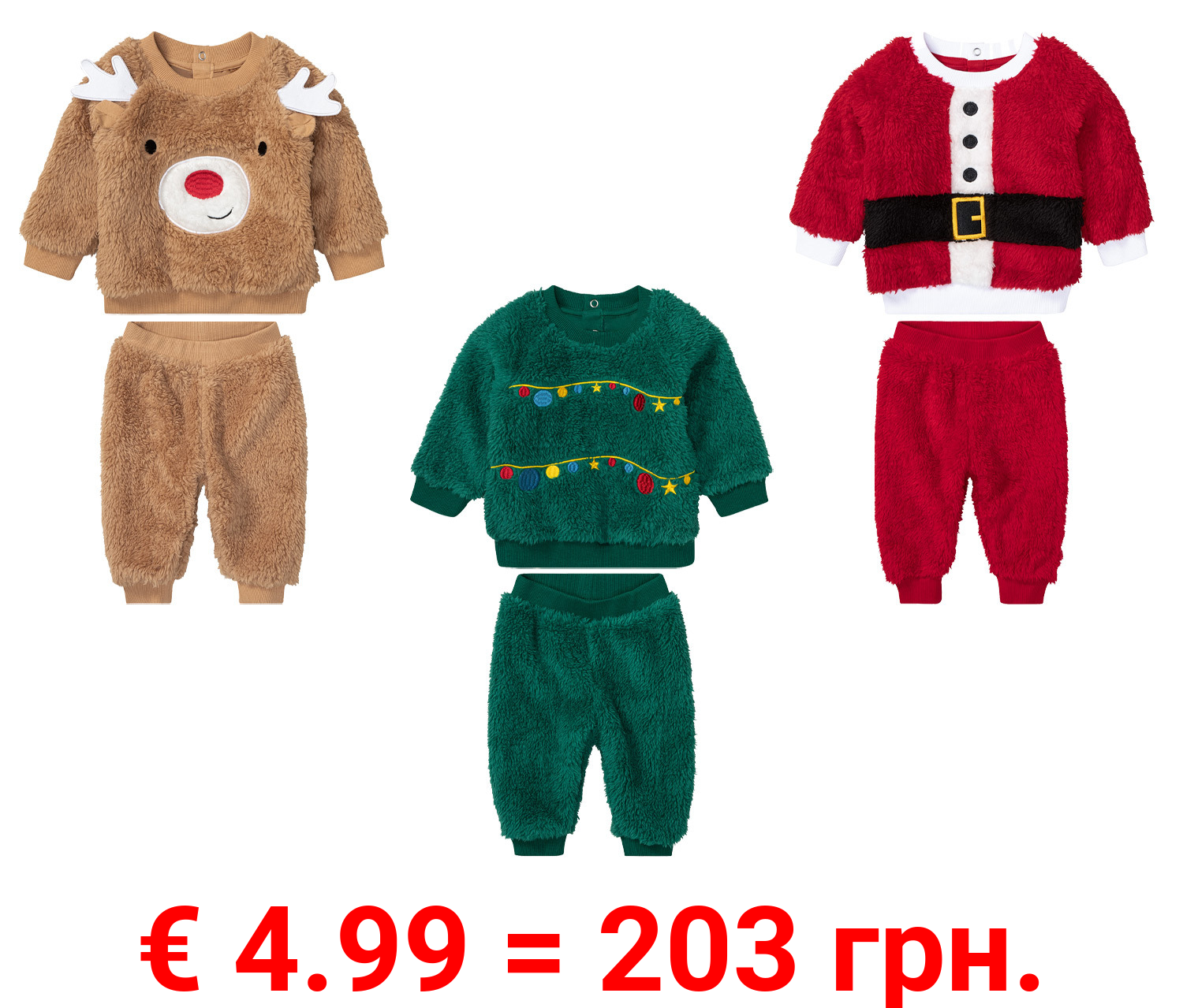 lupilu® Baby Plüschanzug in niedlichem, weihnachtlichem Design