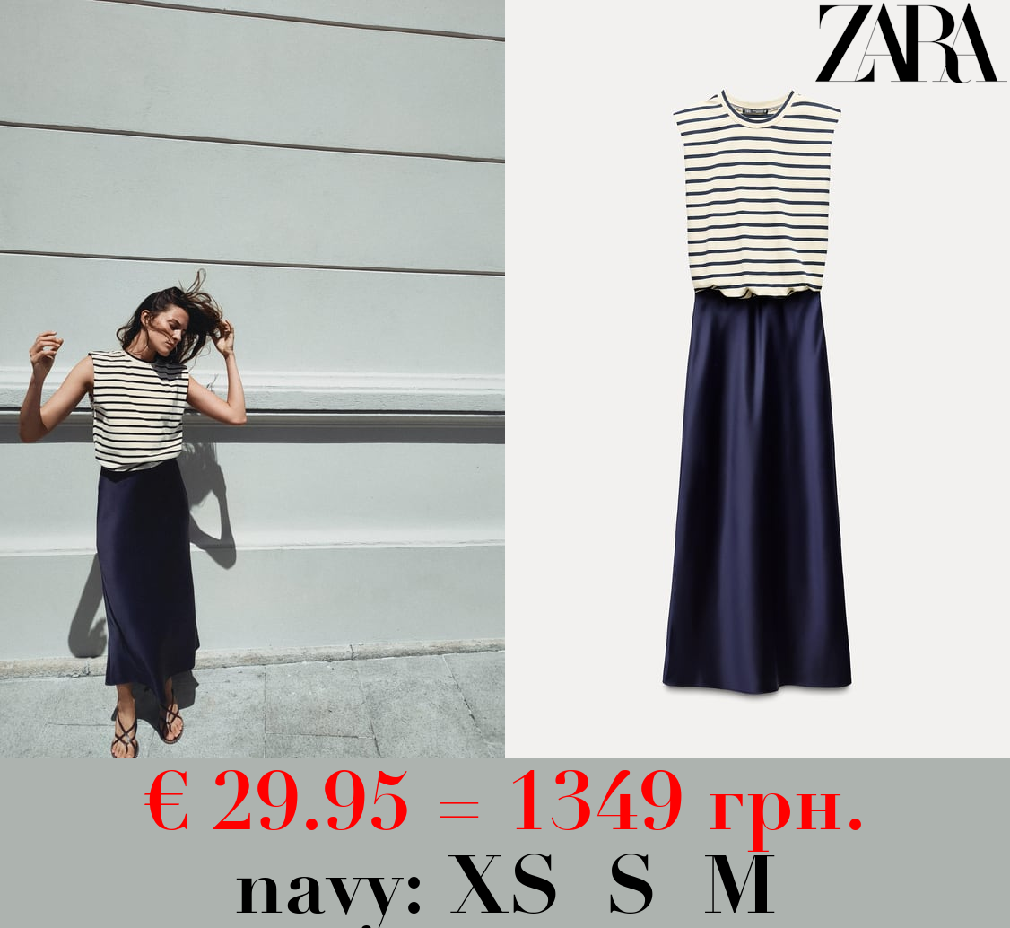 CONTRAST SATIN MIDI DRESS