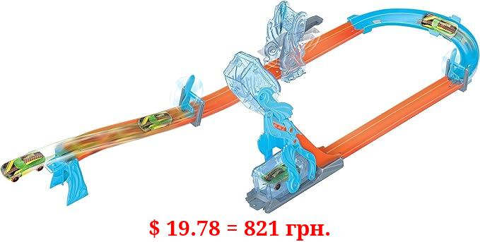 Hot Wheels Toy Car Track Set, Track Builder Wind Gravity Pack Playset with 1:64 Scale Vehicle & 12 Component Parts in Modular Storage Box