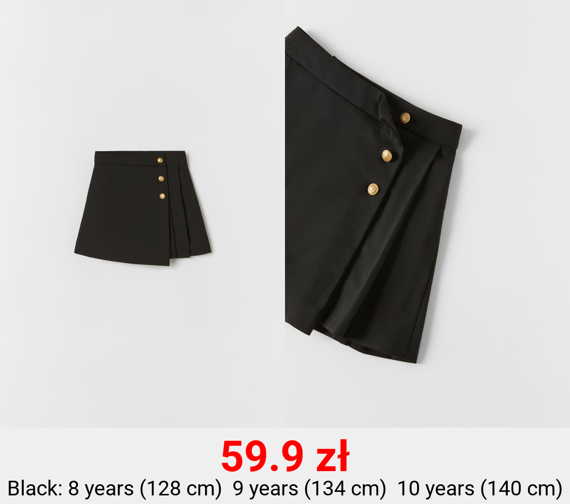 BOX PLEAT SKIRT WITH BUTTONS