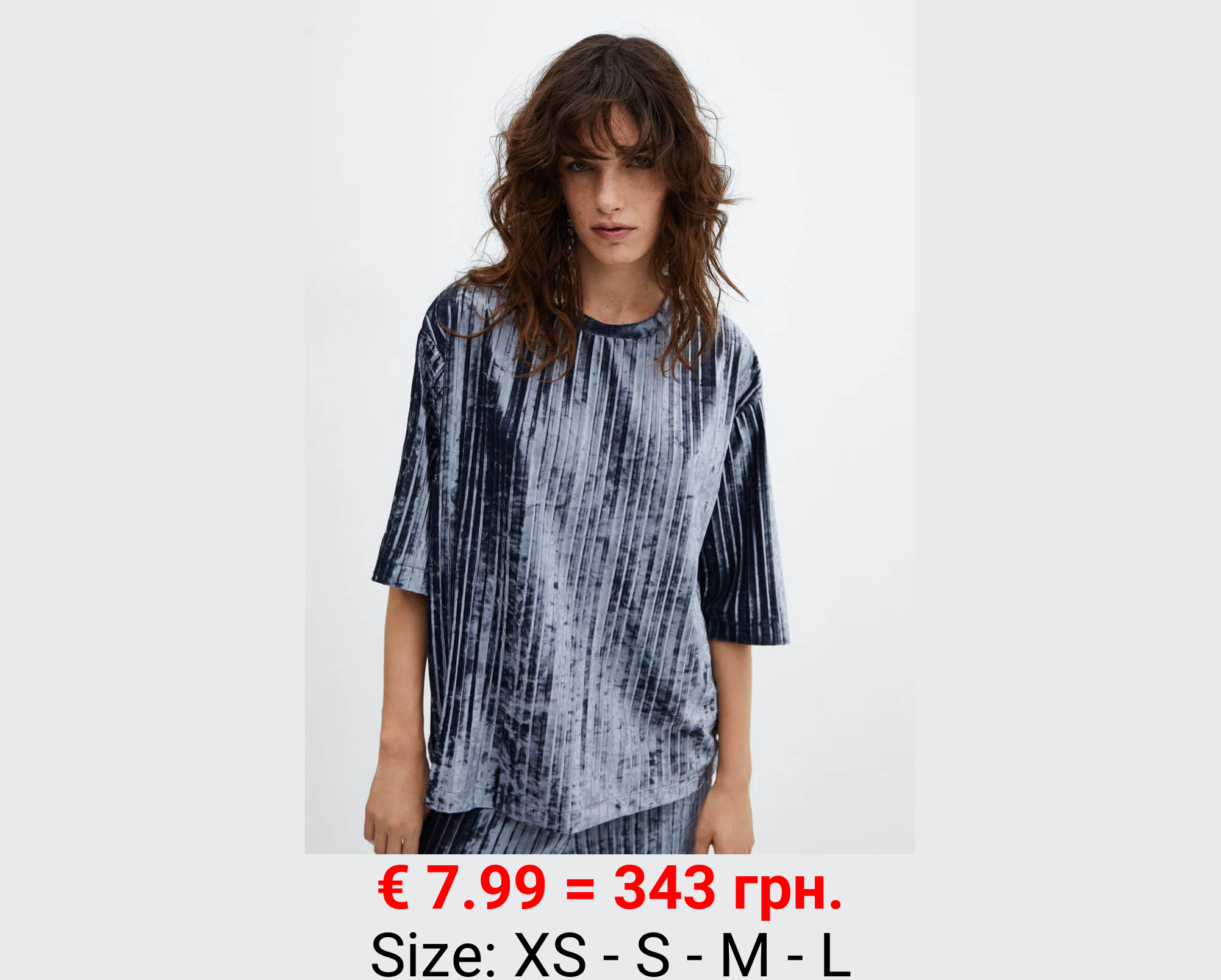 Camiseta plisada terciopelo