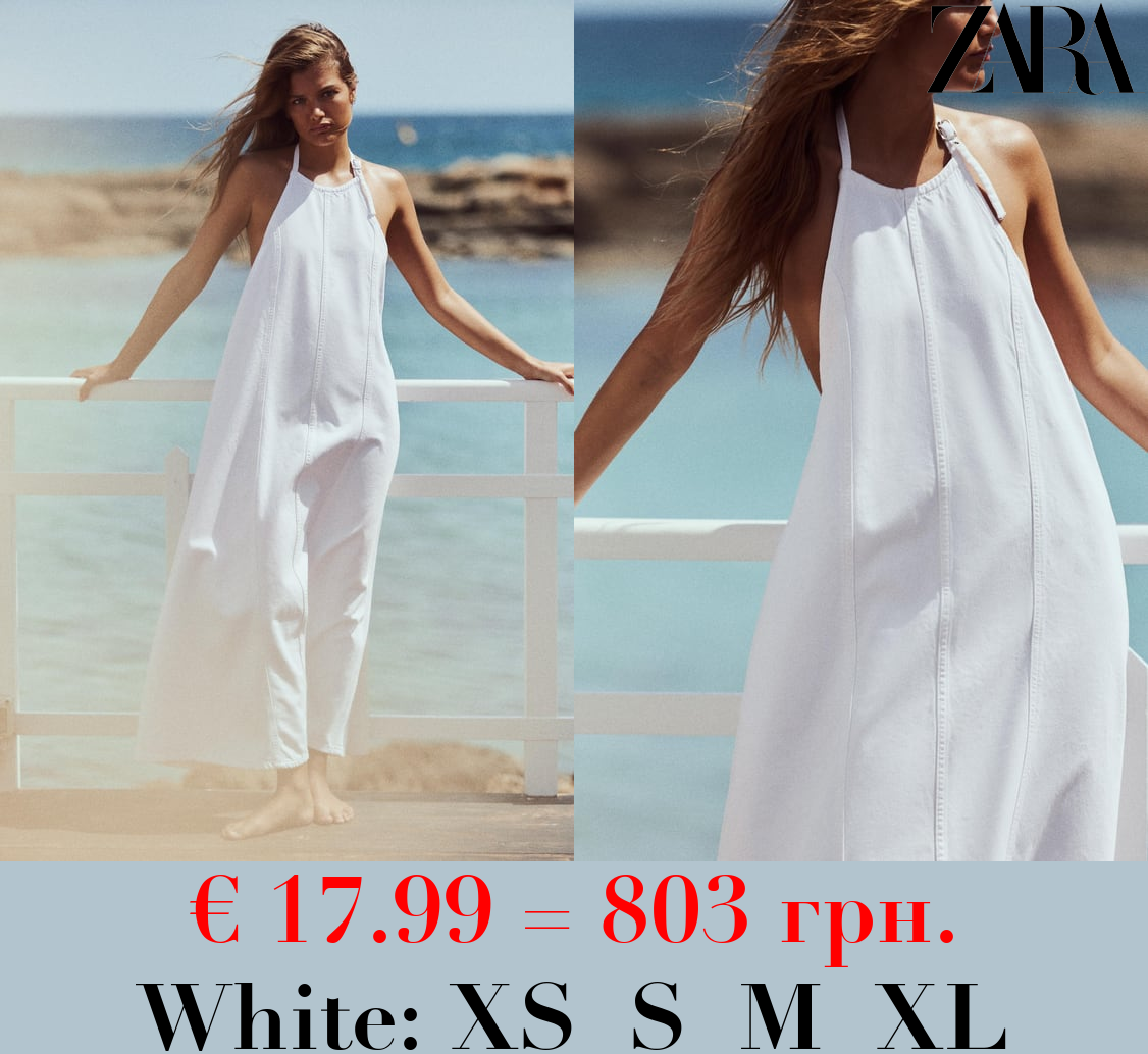 TRF HALTER DENIM DRESS