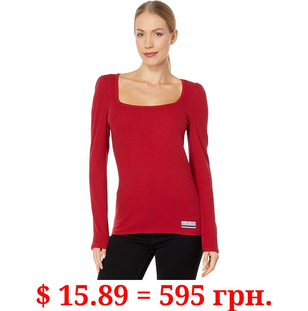 U.S. POLO ASSN. Long Sleeve Square Neck Rib Top