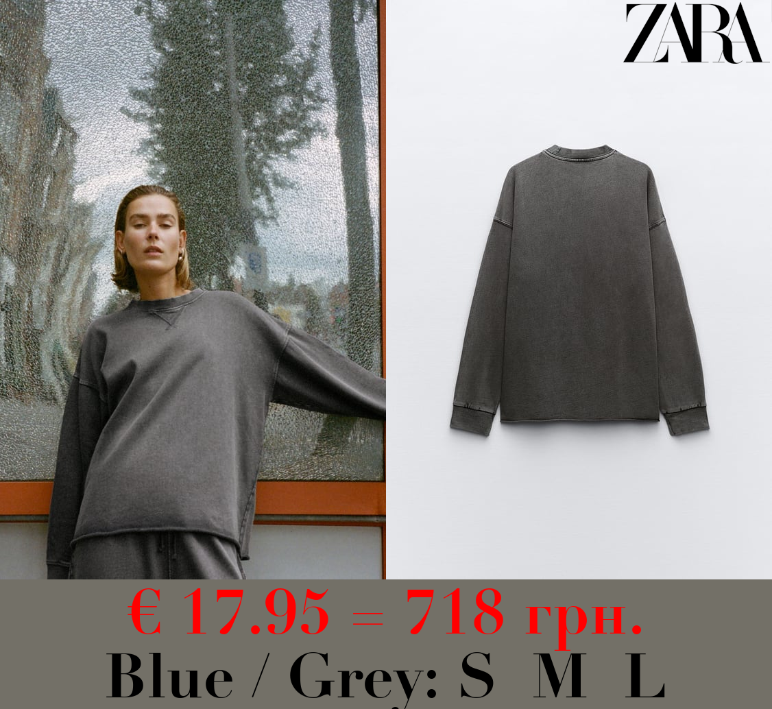 FADED-EFFECT PLUSH SWEATSHIRT