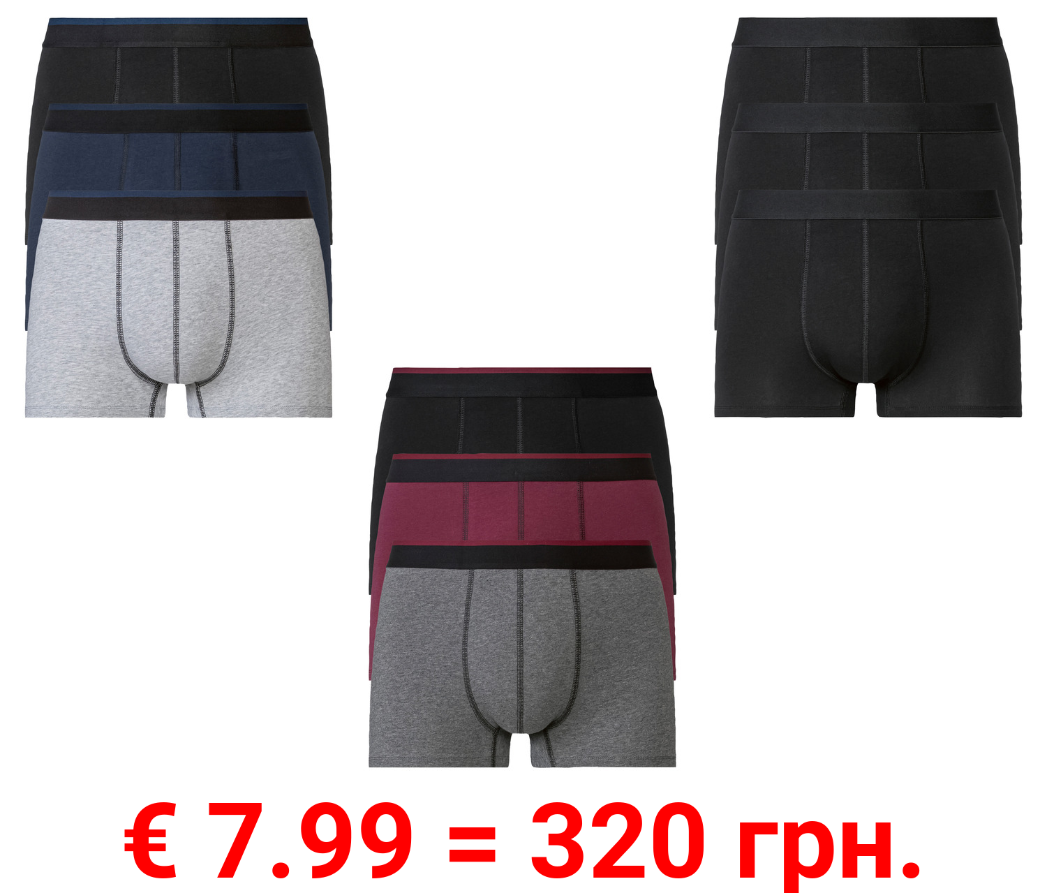 LIVERGY® Herren Boxer, 3 Stück, mit hohem Baumwollanteil
