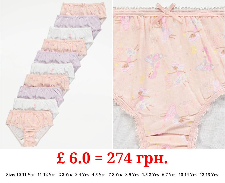 Ballerina Print Briefs 10 Pack