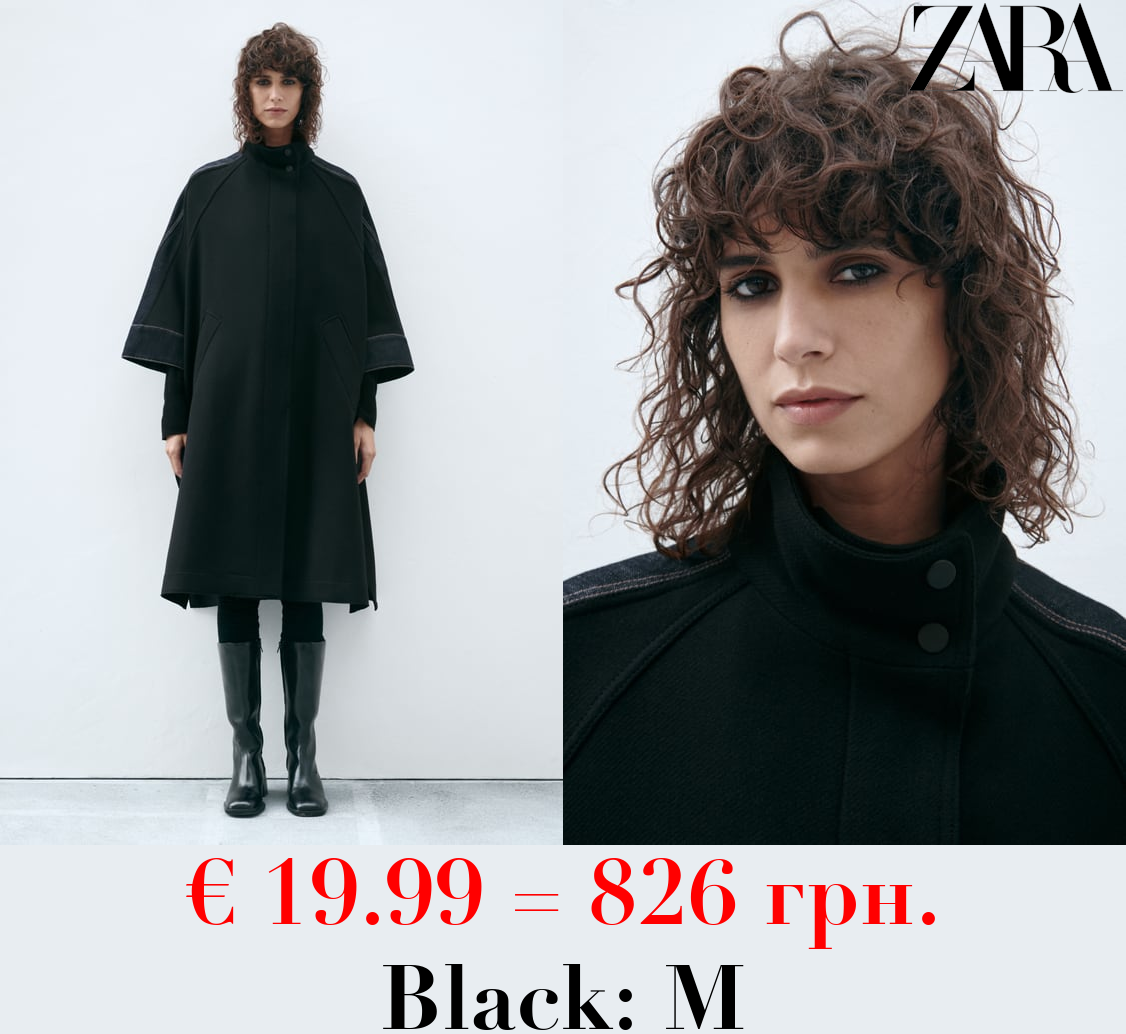 ZW COLLECTION CONTRAST MANTECO WOOL CAPE