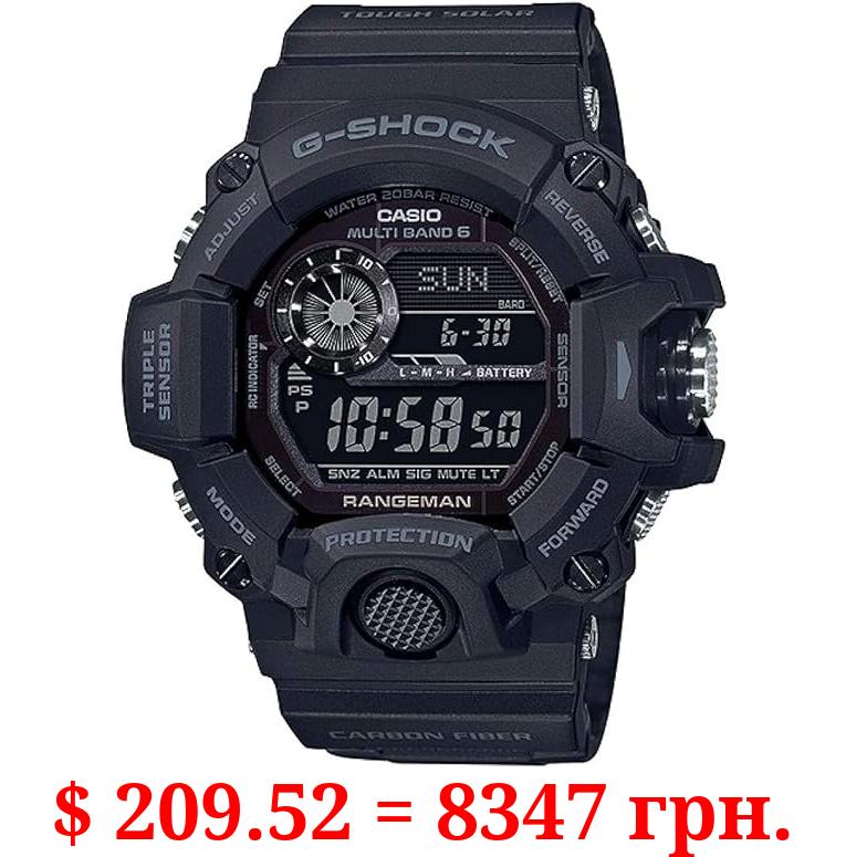 Casio mens Tactical Rangeman G-Shock Solar Atomic Watch, Black/Black, GW9400-1B