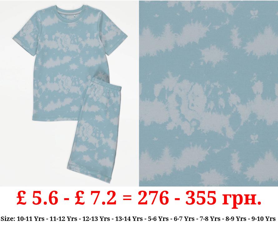 Pale Blue Tie Dye Short Pyjamas