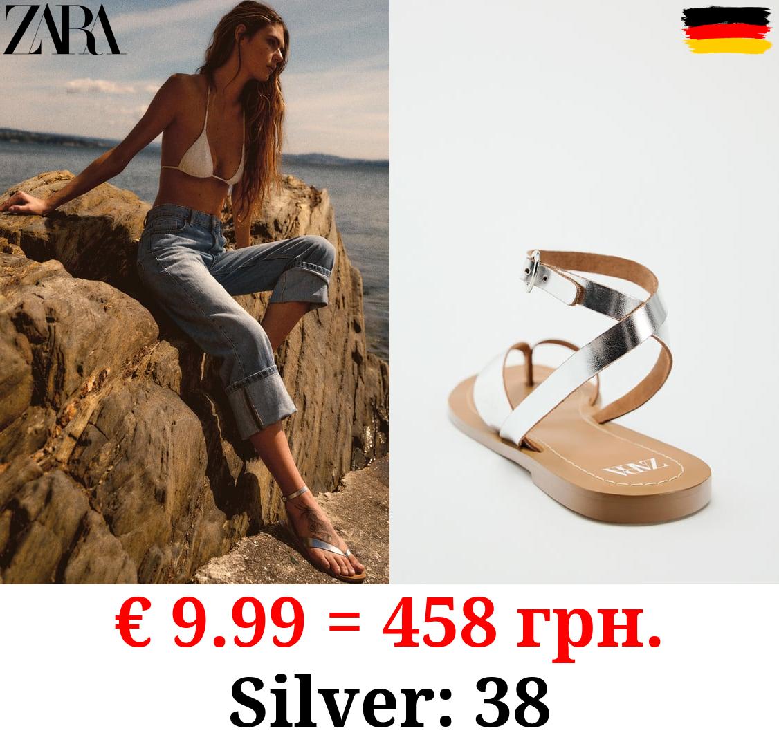 METALLIC FLAT SLIDER SANDALS
