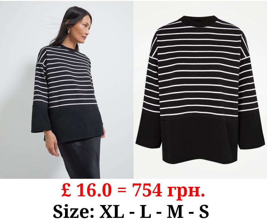Black Stripe Crew Neck Sweatshirt