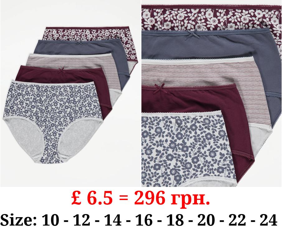 Floral Full Brief Knickers 5 Pack