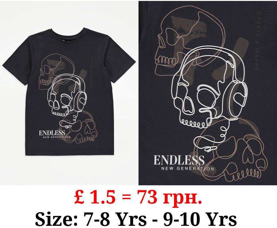 Black Skull Graphic T-Shirt