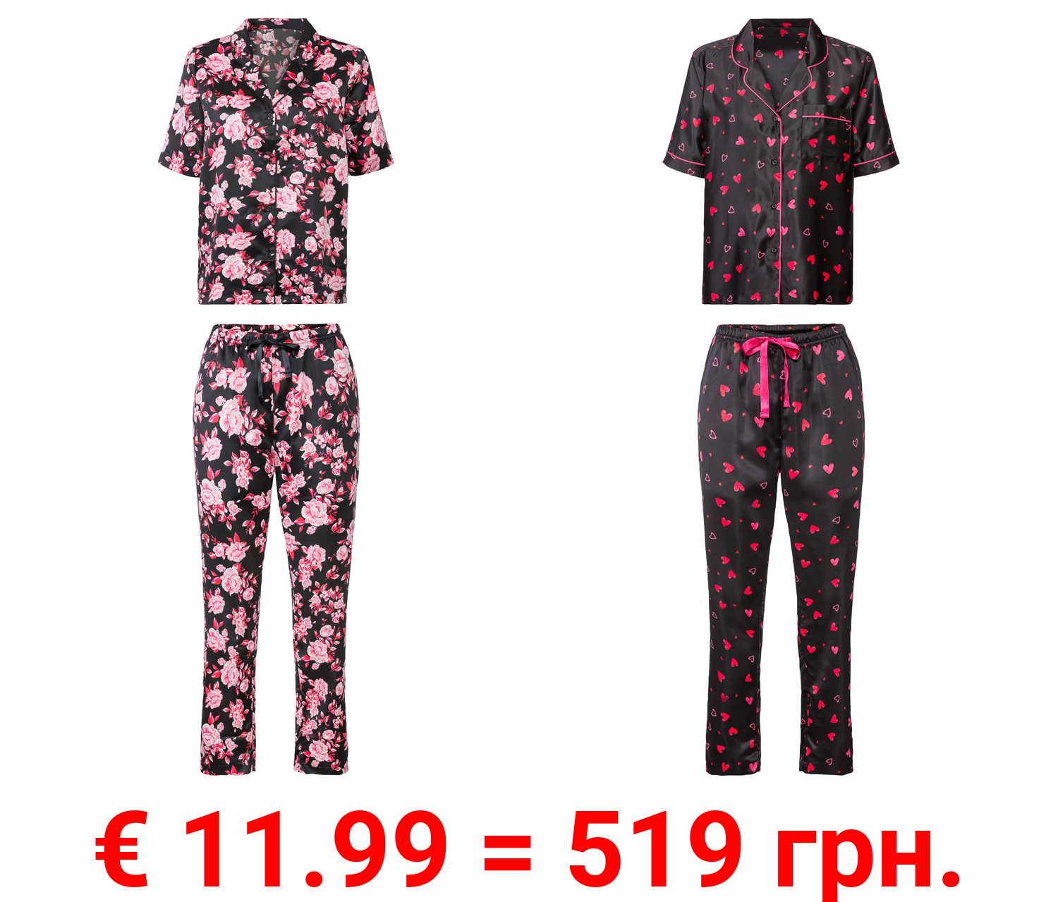 esmara® Damen Pyjama mit Revers-Kragen