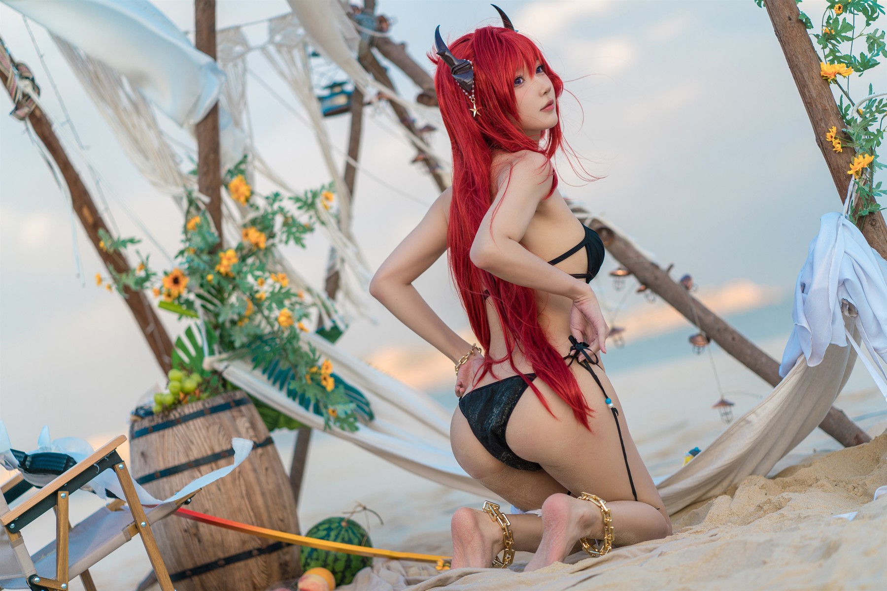 Cosplay 阿包也是兔娘 明日方舟 史尔特尔泳装 39