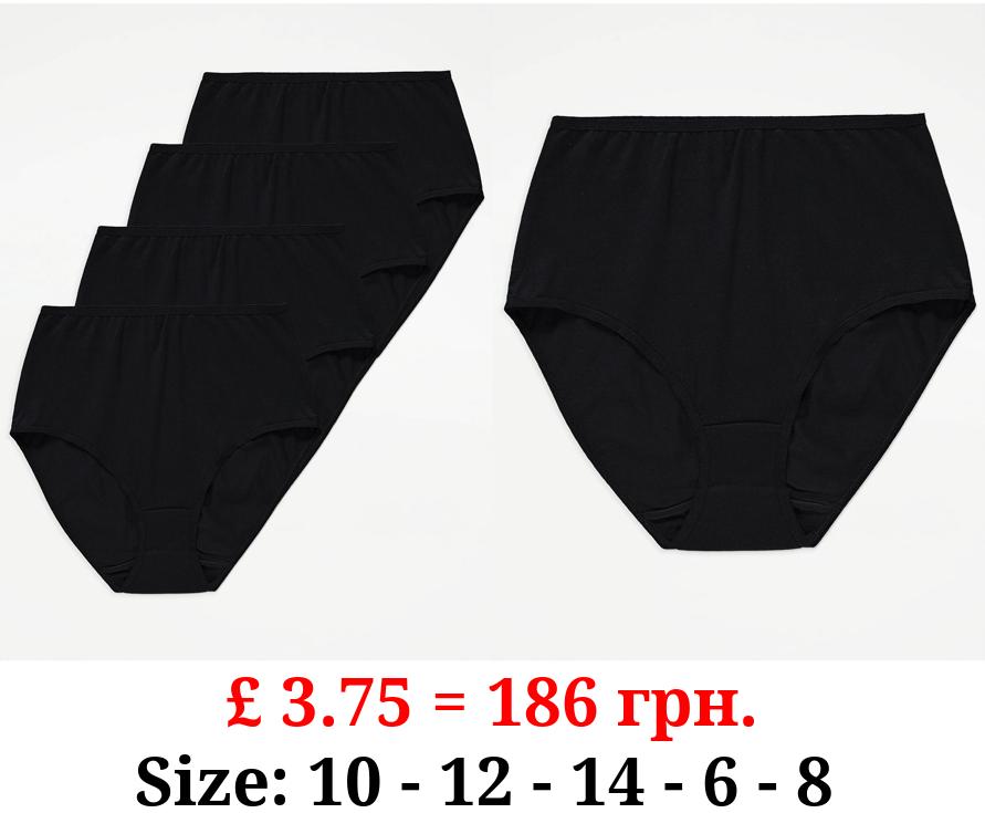 Black Cotton Full Briefs 4 Pack