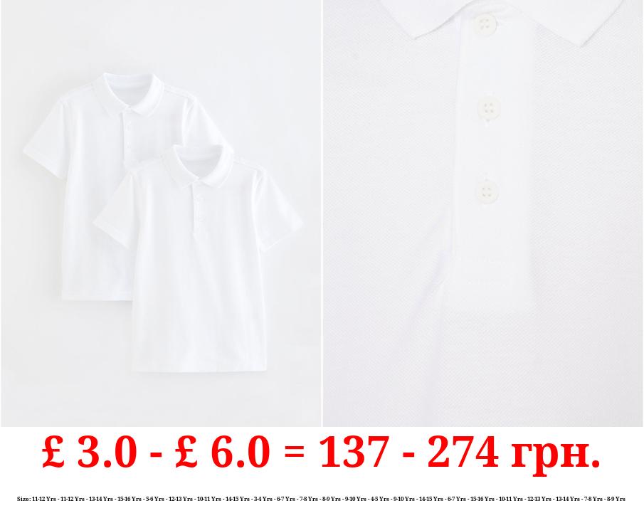 White Short Sleeve School Polo Shirts 2 Pack