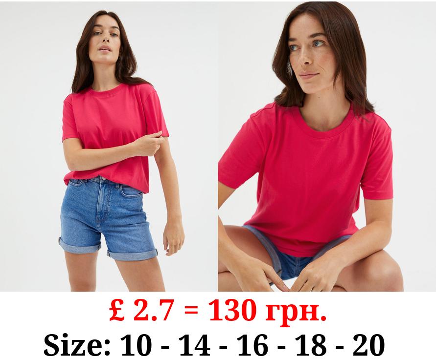 Bright Pink Crew Neck T-Shirt