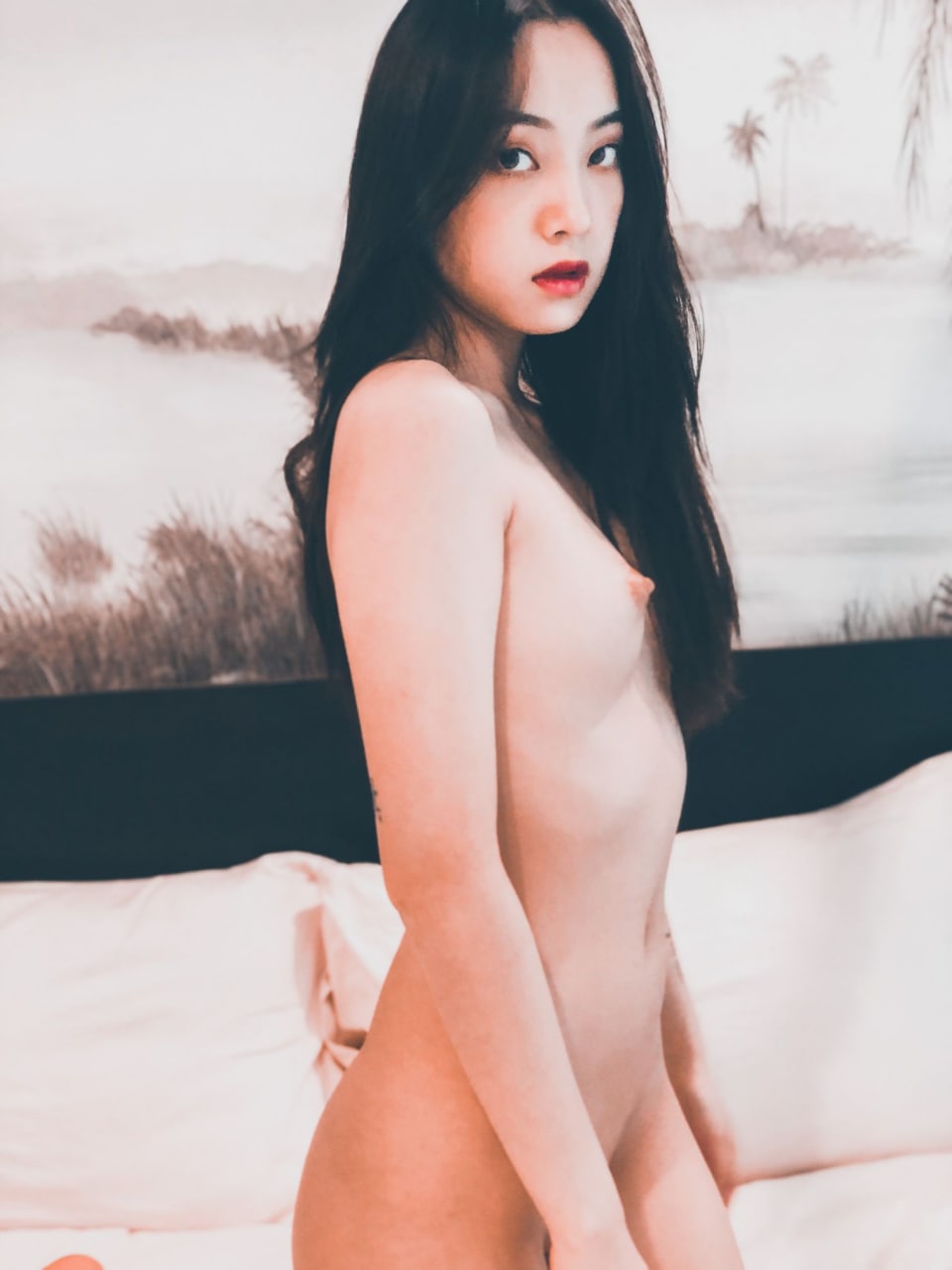 The captivating model in a moment of pure artistry