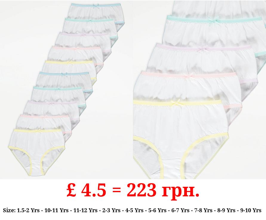 White Colour Trim Briefs 10 Pack