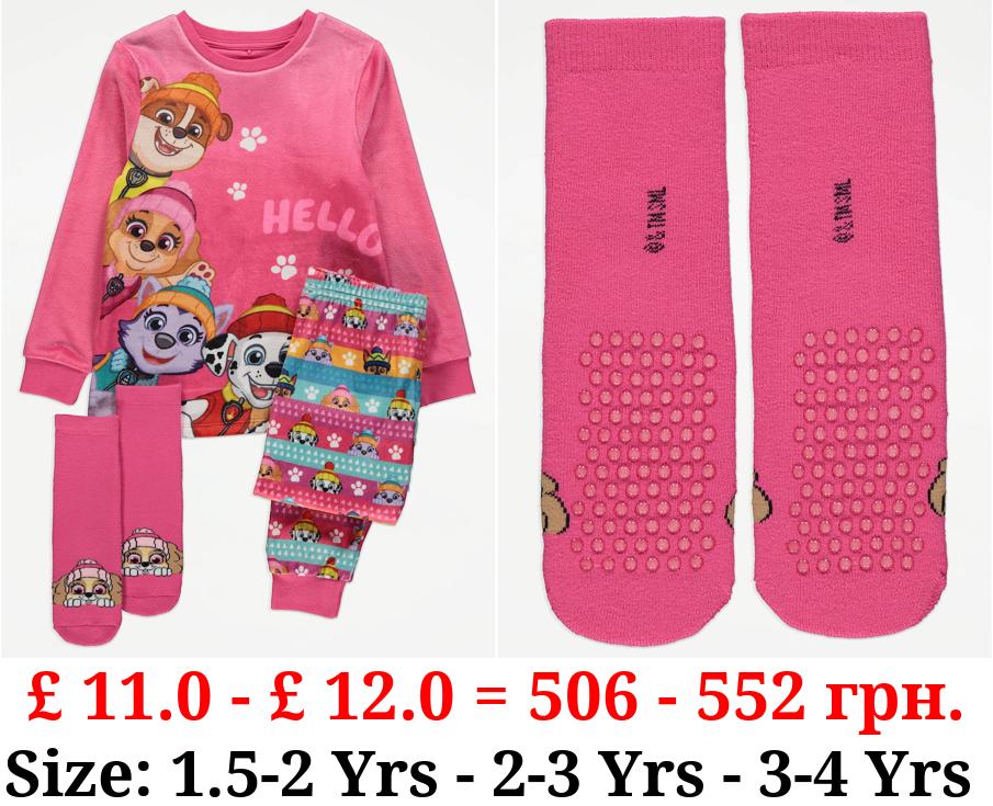 PAW Patrol Pink Fleece Pyjamas and Socks Set