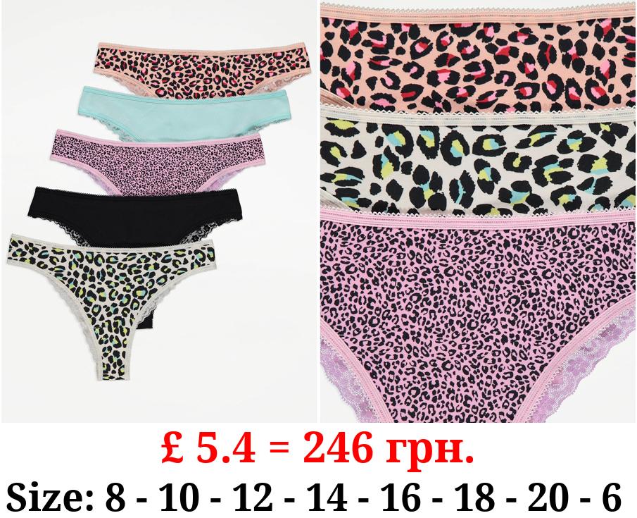 Bright Animal Print Brazilian Knickers 5 Pack