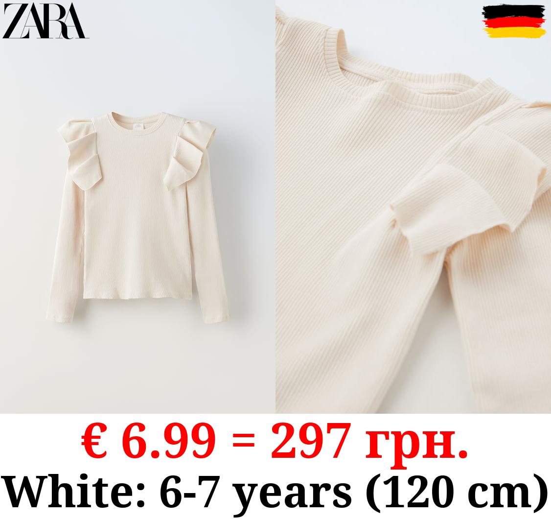 RIBBED T-SHIRT WITH RUFFLES