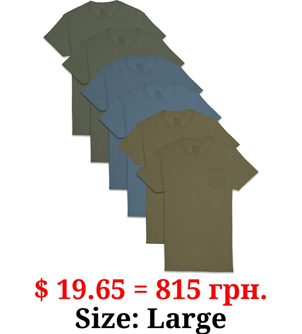 Fruit of the Loom Men's Eversoft Cotton Short Sleeve Pocket T-Shirts, Breathable & Tag Free