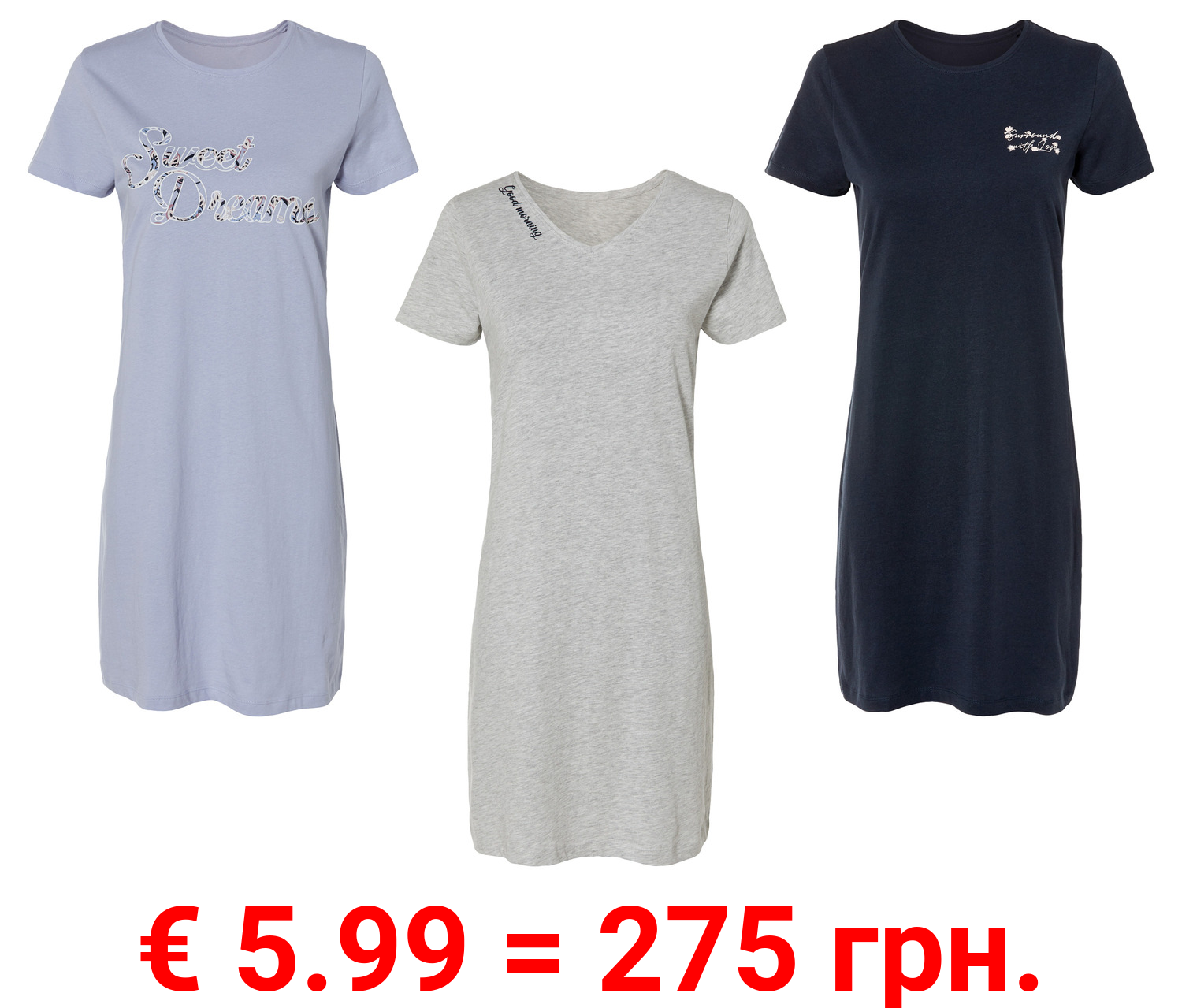 esmara® Damen Nachthemd mit Baumwolle