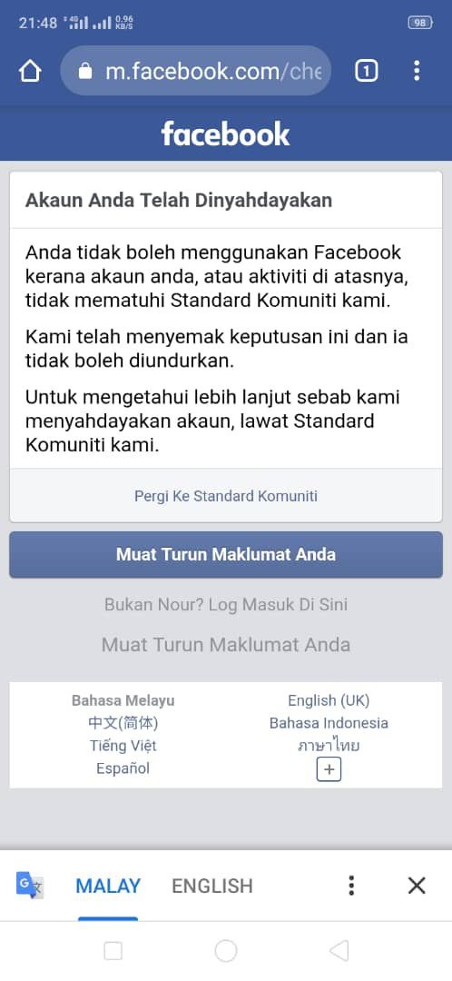 Kenapa Account Facebook Anda Di Block Facebook